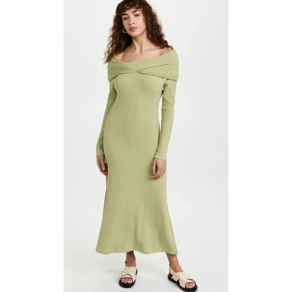 Mara Hoffman NEW FULL CIRCLE EMERY DRESS Size Small In Emery Green Longsleeved